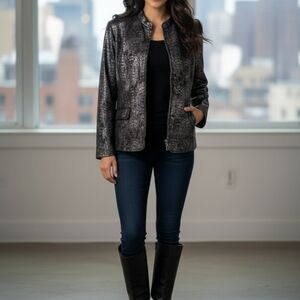 Elegant Black Metallic Women's Blazer